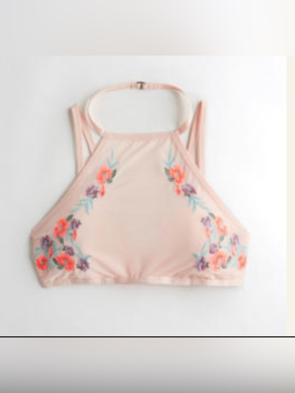 Embroidered High-Neck Bralette With Removable Pads